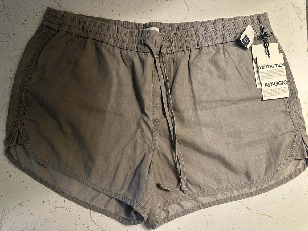 Gap Women's Drawstring Waist Linen-Blend Casual Shorts in Gray